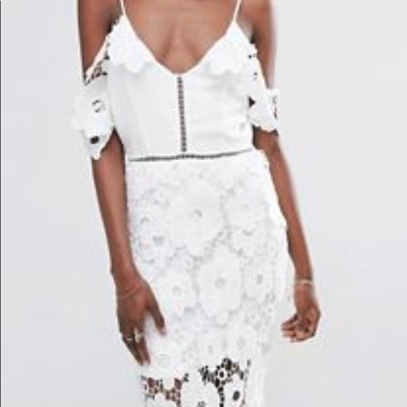 ASOS Missguided Frill White Lace Midi Dress - Picture 7 of 7